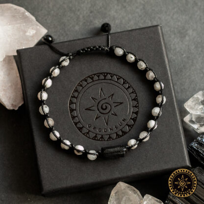 Bransoletka Intuicji Łagodności i Samoakceptacji Kamień Księżycowy Turmalin czarny Talizman Amulet