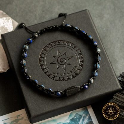 Bransoletka Mądrości i Wiedzy Lapis Lazuli Turmalin czarny Talizman Amulet