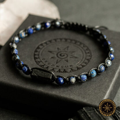 Bransoletka Mądrości i Wiedzy Lapis Lazuli Turmalin czarny Talizman Amulet - obrazek 2