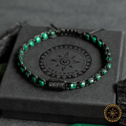 Bransoletka Zdrowie Sukces i Regeneracja Malachit Turmalin czarny Talizman Amulet - obrazek 3