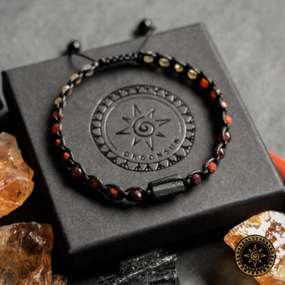 Bransoletka Żywioł Ognia Energia Odwaga Namiętność Turmalin czarny Talizman Amulet - obrazek 4