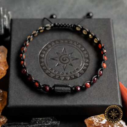 Bransoletka Żywioł Ognia Energia Odwaga Namiętność Turmalin czarny Talizman Amulet - obrazek 2