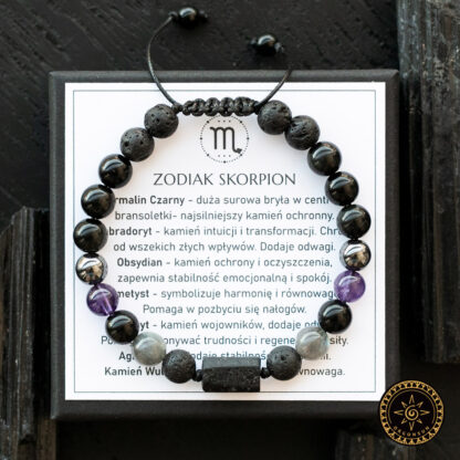 Męska Bransoletka Zodiak dla Skorpiona Zodiakalna - Skorpion Znak Zodiaku Scorpius Dla Mężczyzny - obrazek 2