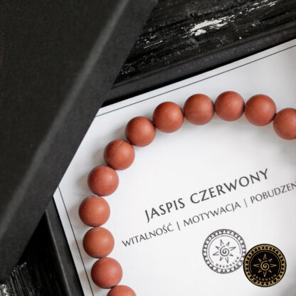 Bransoletka Jaspis Czerwony Witalność Motywacja Pobudzenie. Męska - obrazek 2