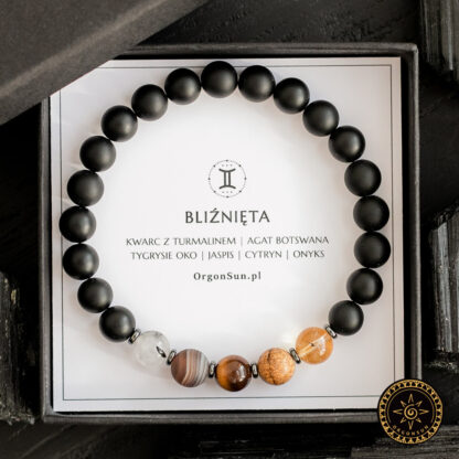 Męska Bransoletka Bliźnięta Znaku Zodiaku Zodiak na gumce elastycznej dla Mężczyzny Bliźniak
