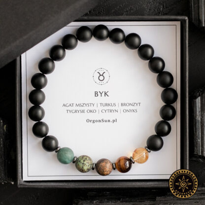 Męska Bransoletka Byk Znaku Zodiaku Zodiak na gumce elastycznej dla Mężczyzny Byka