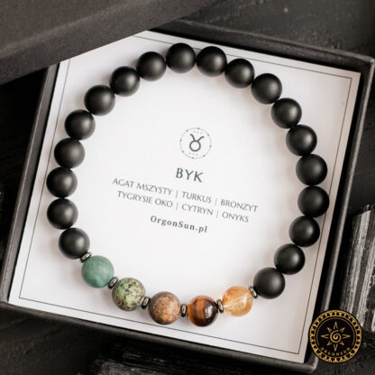 Męska Bransoletka Byk Znaku Zodiaku Zodiak na gumce elastycznej dla Mężczyzny Byka - obrazek 2