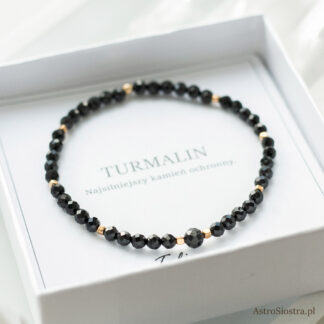 Bransoletka Ochronna z Turmalinem Turmalin Ochrona Talizman Amulet Elastyczna Na Gumce