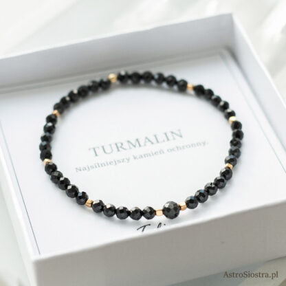 Bransoletka Ochronna z Turmalinem Turmalin Ochrona Talizman Amulet Elastyczna Na Gumce
