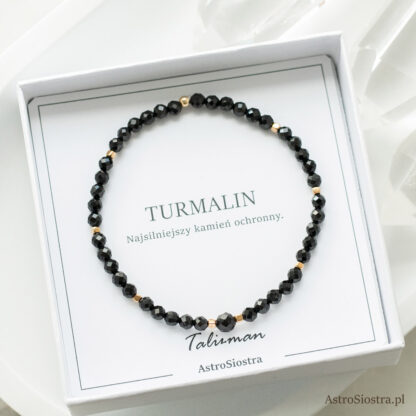 Bransoletka Ochronna z Turmalinem Turmalin Ochrona Talizman Amulet Elastyczna Na Gumce - obrazek 2