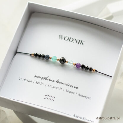 Bransoletka Wodnik Znak Zodiaku Zodiakalna z Turmalinem