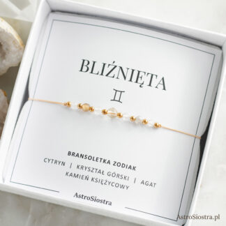 Bransoletka Bliźnięta Znak Zodiaku z Kamieniami