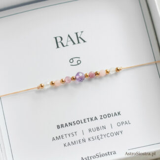 Bransoletka Rak Znak Zodiaku z Kamieniami