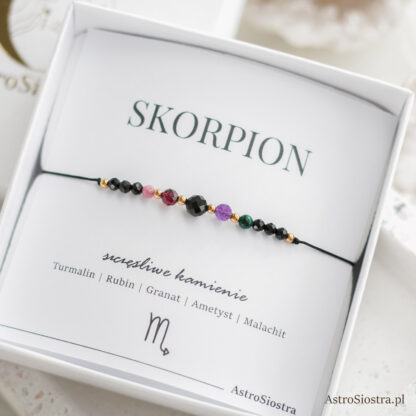 Bransoletka Skorpion Znak Zodiaku z Turmalinem