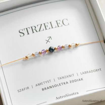 Bransoletka Strzelec Znak Zodiaku z Kamieniami