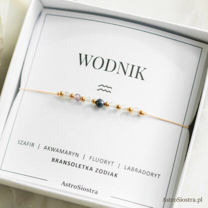 Bransoletka Wodnik Znak Zodiaku z Kamieniami - obrazek 2