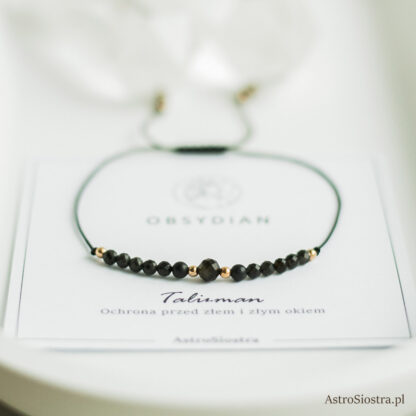 Obsydian Bransoletka Ochronna z Obsydianem Ochrona Talizman Amulet - obrazek 2