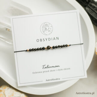 Obsydian Bransoletka Ochronna z Obsydianem Ochrona Talizman Amulet