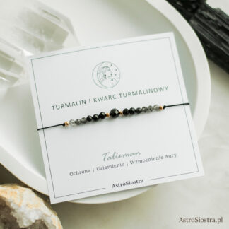 Bransoletka Ochronna Turmalin i Kwarc Turmalinowy Ochrona Talizman Amulet