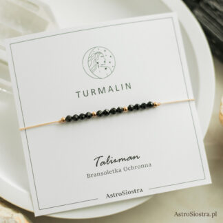 Delikatna Bransoletka Ochronna z Turmalinem Turmalin 3mm Ochrona Talizman Amulet