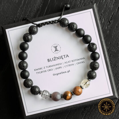 Męska Bransoletka Bliźnięta Zodiak dla Bliźniąt / Bliźniaka Zodiaku Zodiaku Bliźniak Gemini dla Mężczyzny - obrazek 3