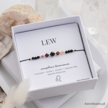 Bransoletka Lew 14K Znak Zodiaku z Turmalinem - obrazek 3