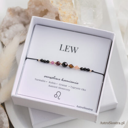 Bransoletka Lew 14K Znak Zodiaku z Turmalinem - obrazek 4