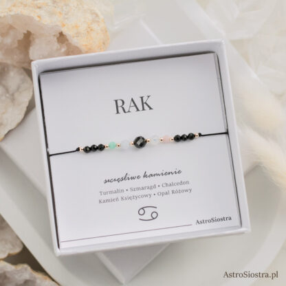 Bransoletka Rak 14K Znak Zodiaku z Turmalinem - obrazek 2