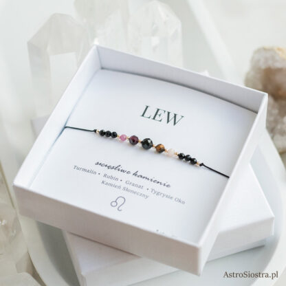 Bransoletka Lew 14K Znak Zodiaku z Turmalinem - obrazek 5