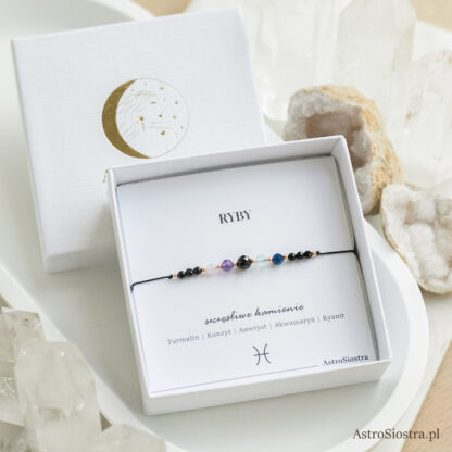 Bransoletka Ryby 14K Znak Zodiaku Zodiakalna z Turmalinem - obrazek 2