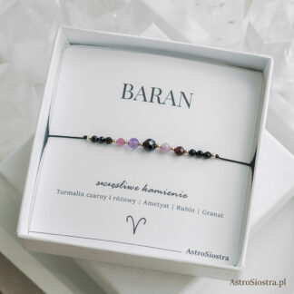Bransoletka Baran 14K Znak Zodiaku Zodiakalna z Turmalinem