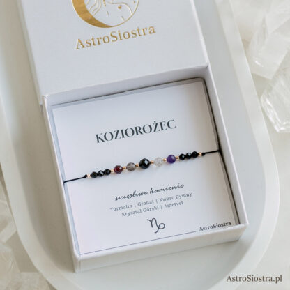 Bransoletka Koziorożec 14K Znak Zodiaku Zodiakalna z Turmalinem - obrazek 3