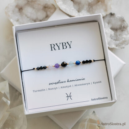 Bransoletka Ryby 14K Znak Zodiaku Zodiakalna z Turmalinem - obrazek 5
