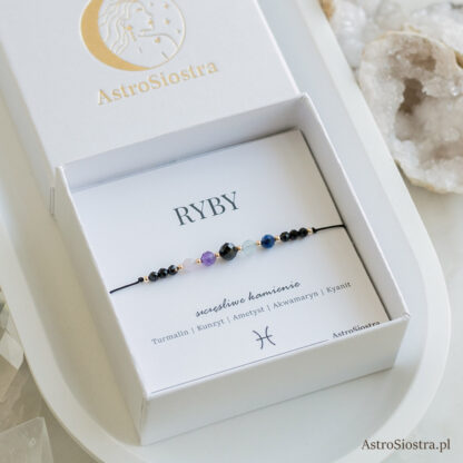Bransoletka Ryby 14K Znak Zodiaku Zodiakalna z Turmalinem - obrazek 4