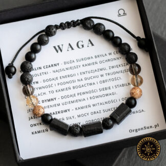 Męska Bransoletka Waga z surowym Turmalinem - Zodiak Znak Zodiaku dla Wagi Mężczyzny Znaku Zodiaku Libra