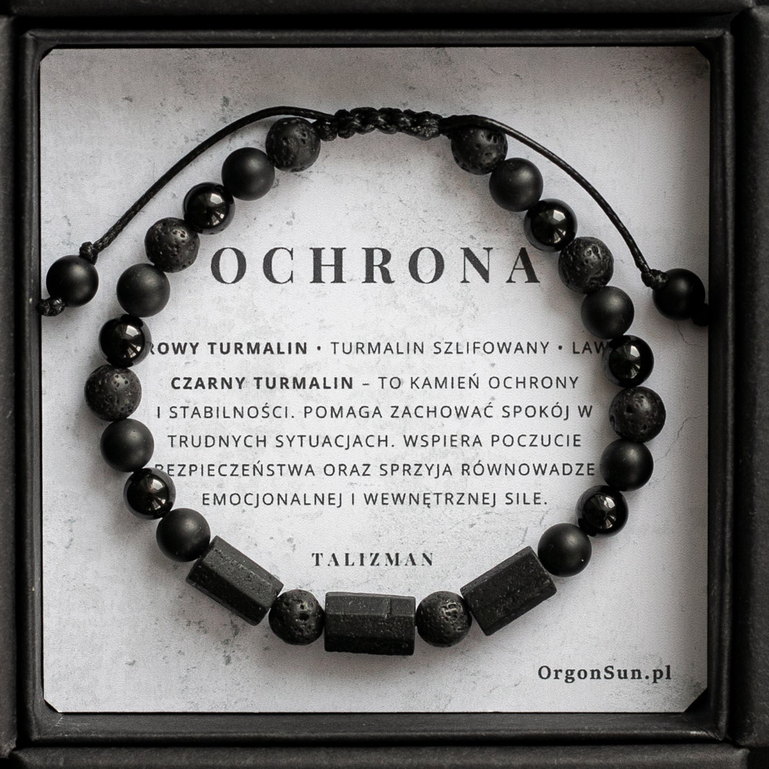 Wysyłka 24h Turmalin Ochronna z surowym Turmalinem Męska Bransoletka dla Mężczyzny 18 cm - obrazek 2