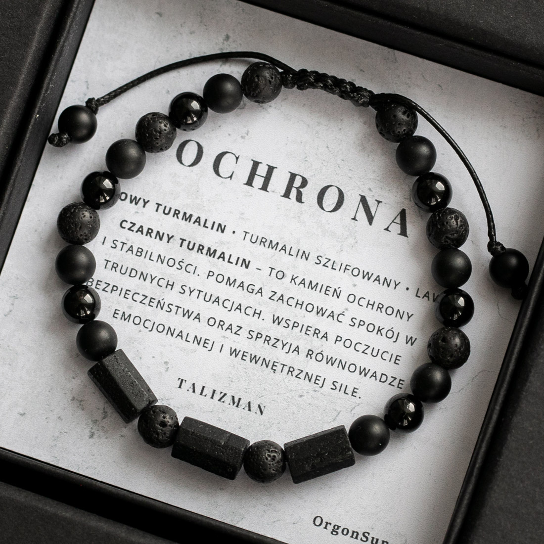 Wysyłka 24h Turmalin Ochronna z surowym Turmalinem Męska Bransoletka dla Mężczyzny 18 cm