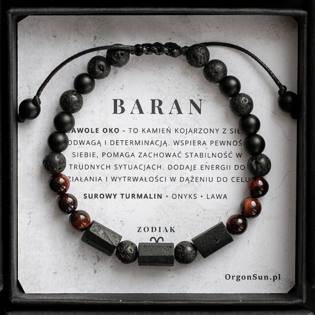 Wysyłka 24h Baran Męska Bransoletka Zodiak dla Barana Zodiakalna Znak Zodiaku Aries dla Mężczyzny 18 cm