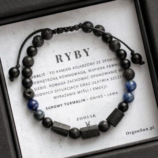 Wysyłka 24h Ryby Męska Bransoletka Zodiak dla Ryb Zodiakalna Znak Zodiaku dla Mężczyzny 18 cm